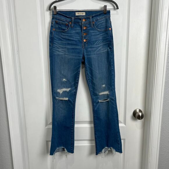 Madewell Cali Demi-Boot Jeans in Bronson Wash: Button-Front Edition Women's 26 - Picture 2 of 11